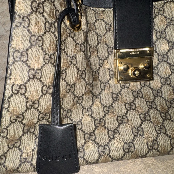 Faux Gucci Black and Beige Shoulder Bag - Picture 2 of 9